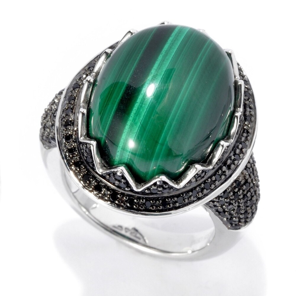 Sterling Silver Malachite Ring for Men Large Oval 3 Stripe Diagonal Solid Back Handmade Sizes 9-13 Sterling Silver Malachite Ring for Men Large Oval 3 Stripe Diagonal Solid Back Handmade Sizes 9-13